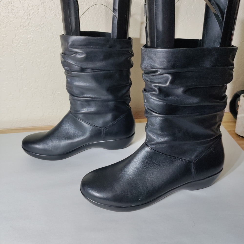 Dansko Womens Black Leather Slouch Mid Calf Boots Size 41 2205020200 Comfort